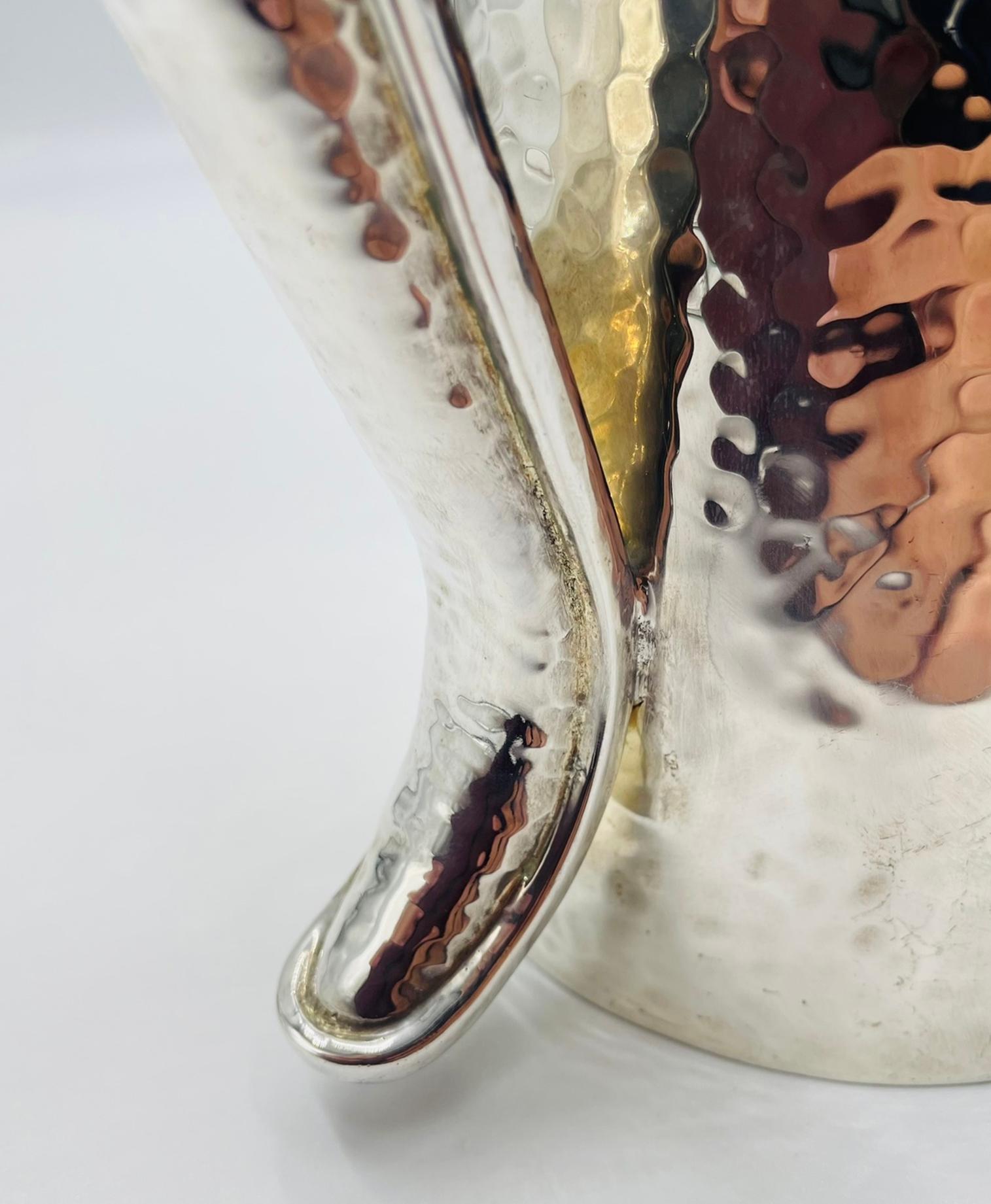 Rara brocca di Emilia Castillo placcata in argento con uccelli in onice e diaspro, Taxco Messico in vendita 6