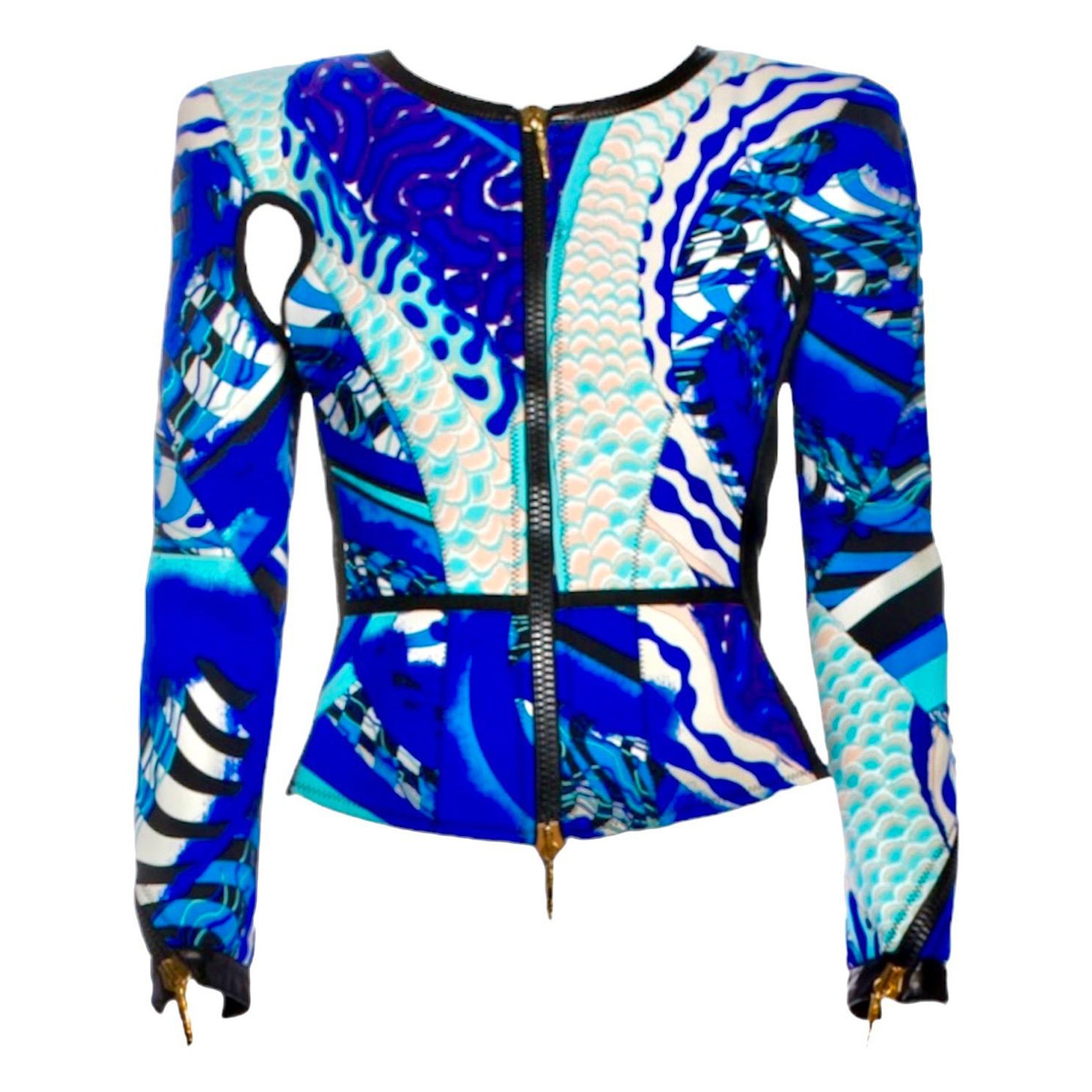 RARE Emilio Pucci by Peter Dundas 2010 Neopren Jacket Python Leather Details 40 For Sale
