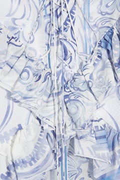 Rare EMILIO PUCCI by Peter Dundas Signature Print Lace Up Ruffled Maxi Skirt 38