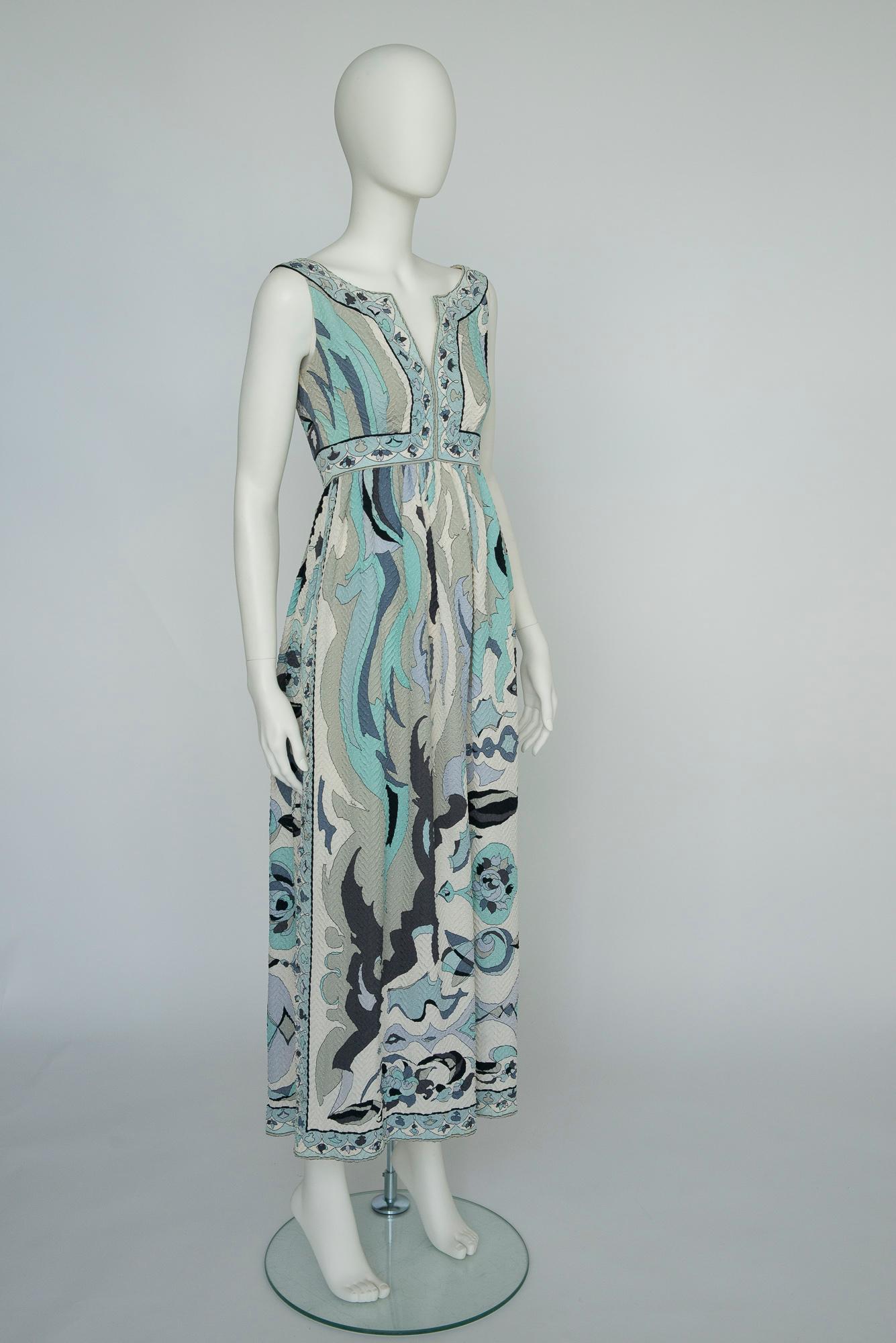 Gray Rare Documented Emilio Pucci Fish Print Silk 