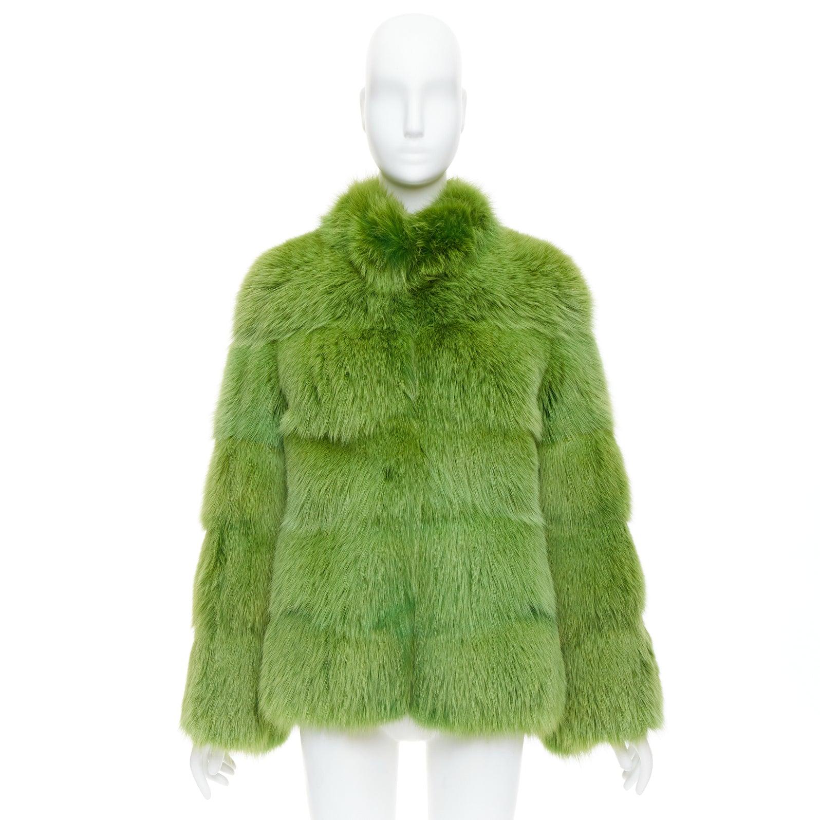 raro EMILIO PUCCI pelliccia di visone tinta in verde con collo a spillo, cappotto IT40 S in vendita 5