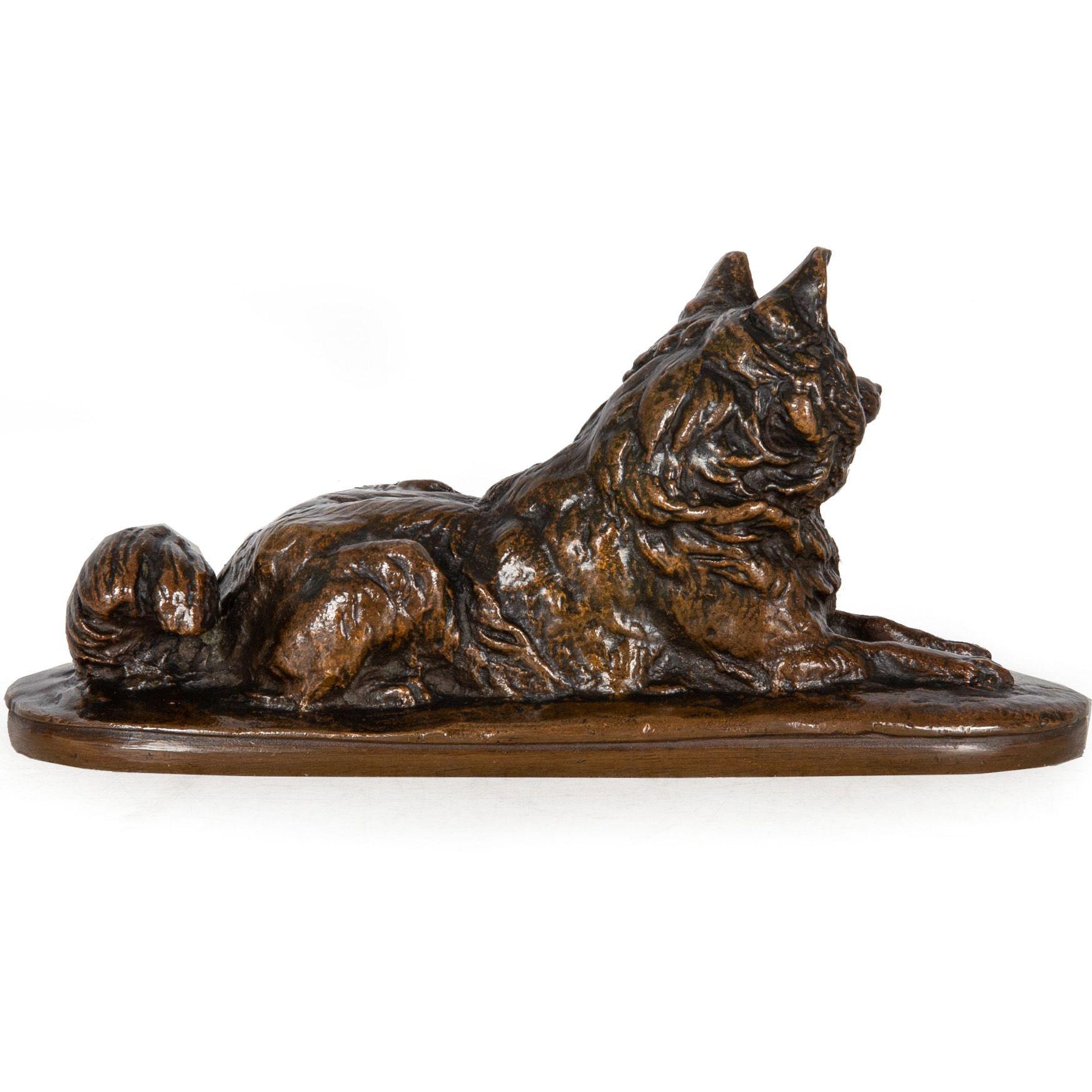 Romantic Rare Emmanuel Fremiet “Husky Dog” Bronze Sculpture, Charles More cast no. 38 For Sale