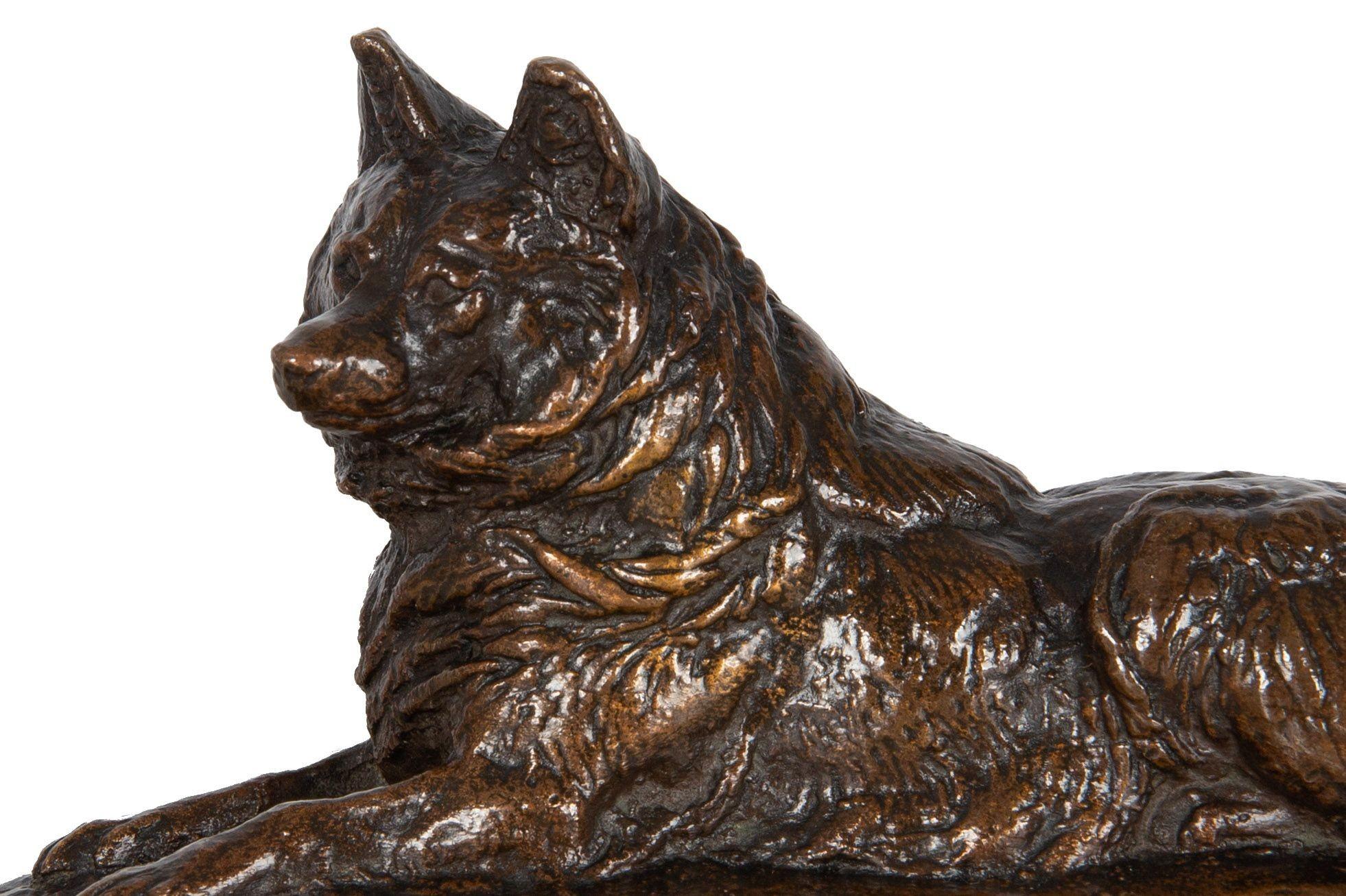19th Century Rare Emmanuel Fremiet “Husky Dog” Bronze Sculpture, Charles More cast no. 38 For Sale