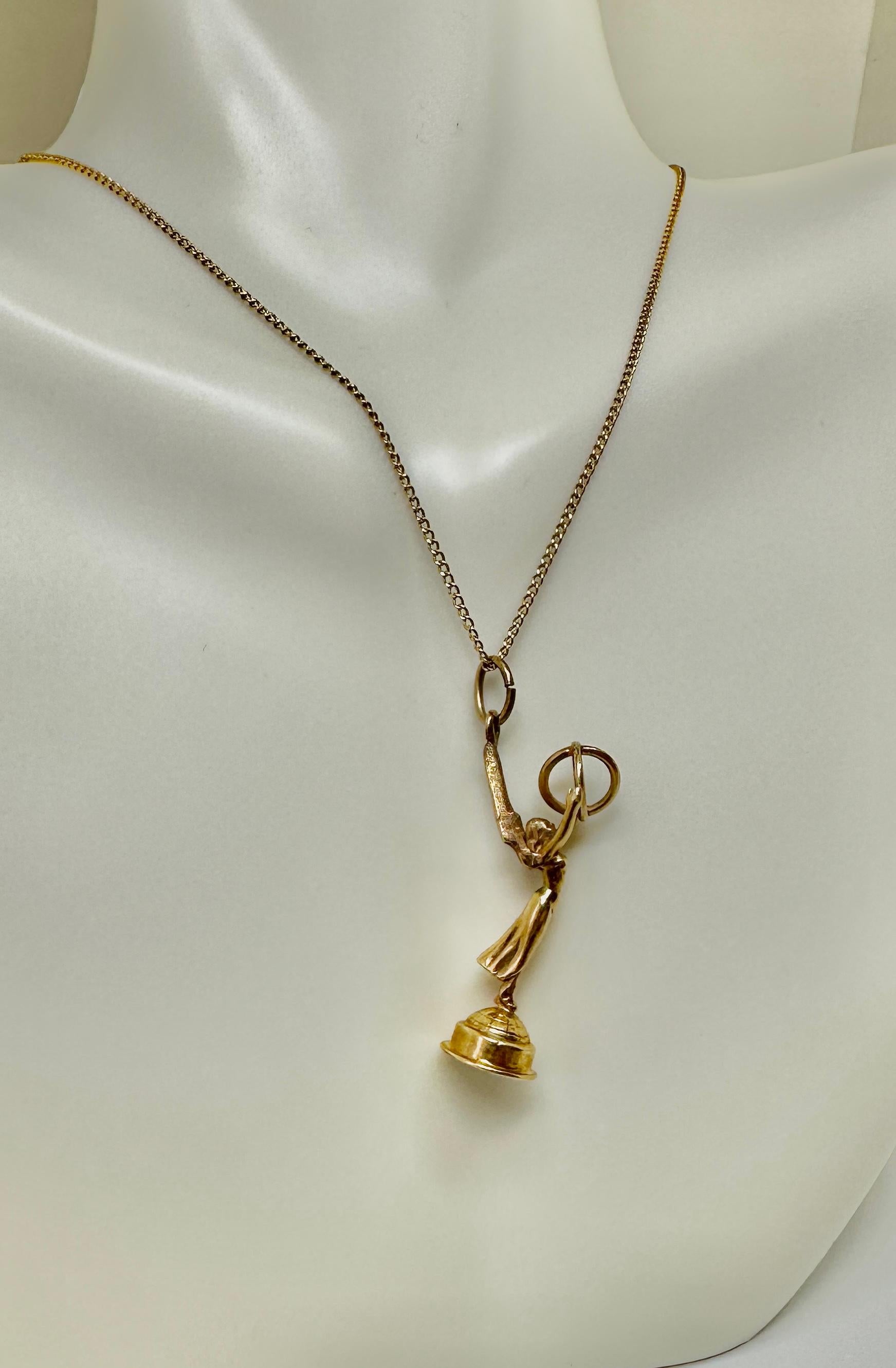 This is a very rare antique Emmy Award Pendant from the estate of Hollywood Legend Norman Lloyd in 14 Karat Yellow Gold.  What a treasure for lover's of Hollywood, Television, Entertainment, Actors, Writers, Producers or any of the brilliant artists