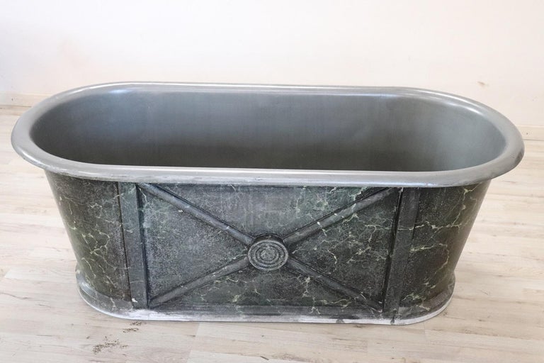Rare Empire Antique Galvanized Sheet Military Bathtub at 1stDibs