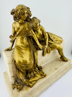 Seltene Empire-Bronze-Skulptur von Carl Kauba, 1890er Jahre, Bronze auf Marmor, Wien