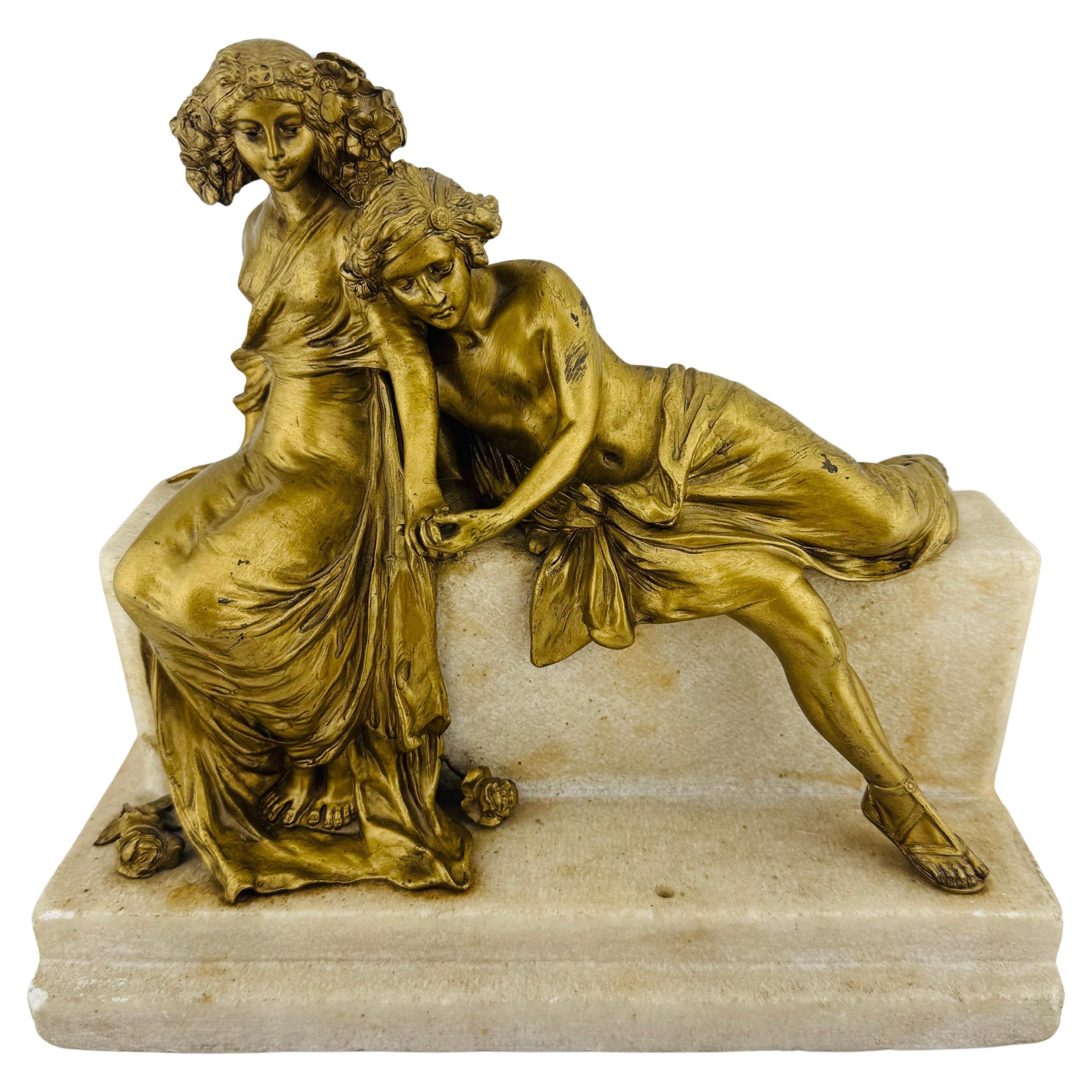 Rare Empire Bronze Sculpture by Carl Kauba, 1890s, Bronze on Marble, Vienna