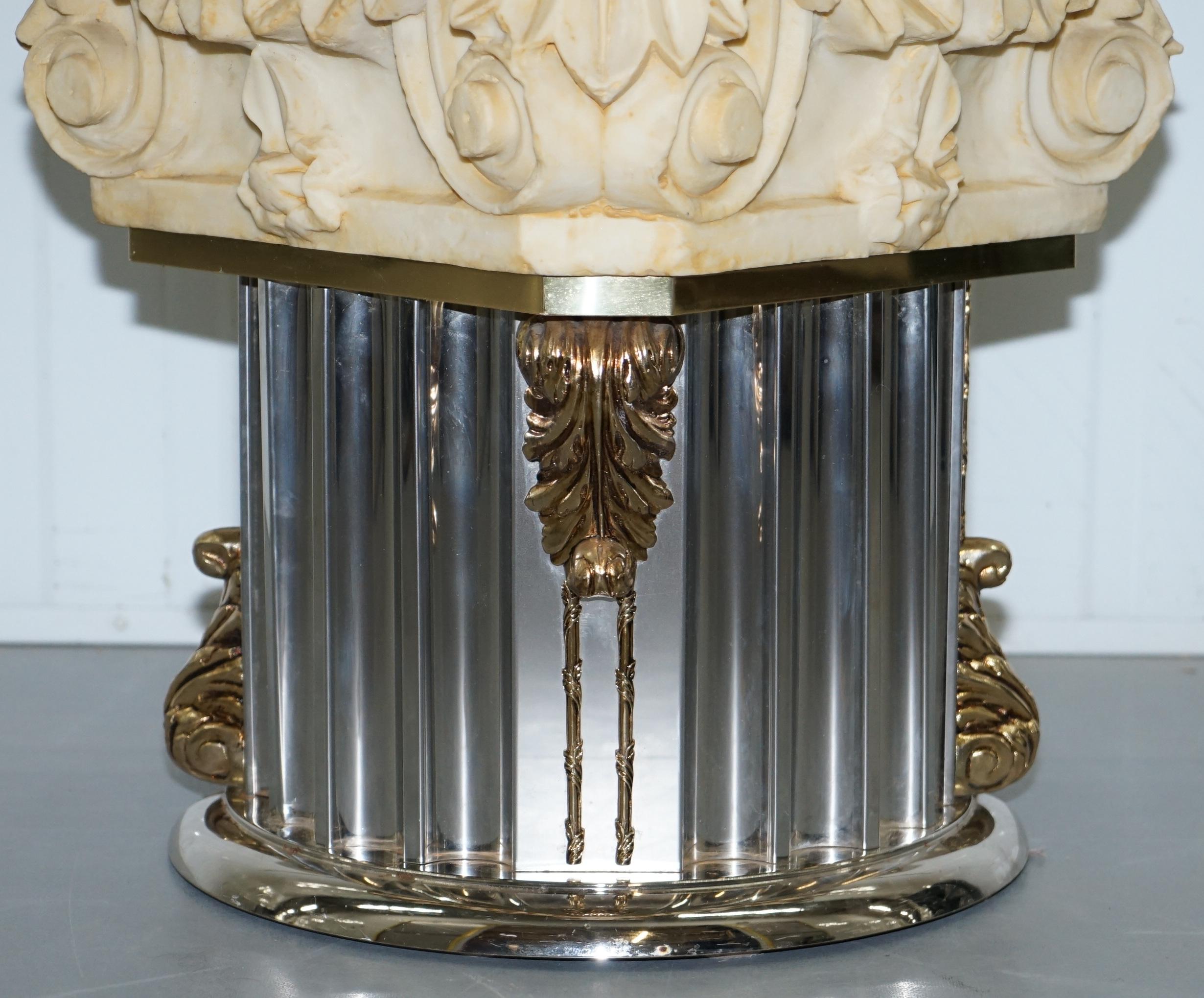 Rare Empire Classical Corinthian Pillar Console Table Base with Thick Glass Top 3