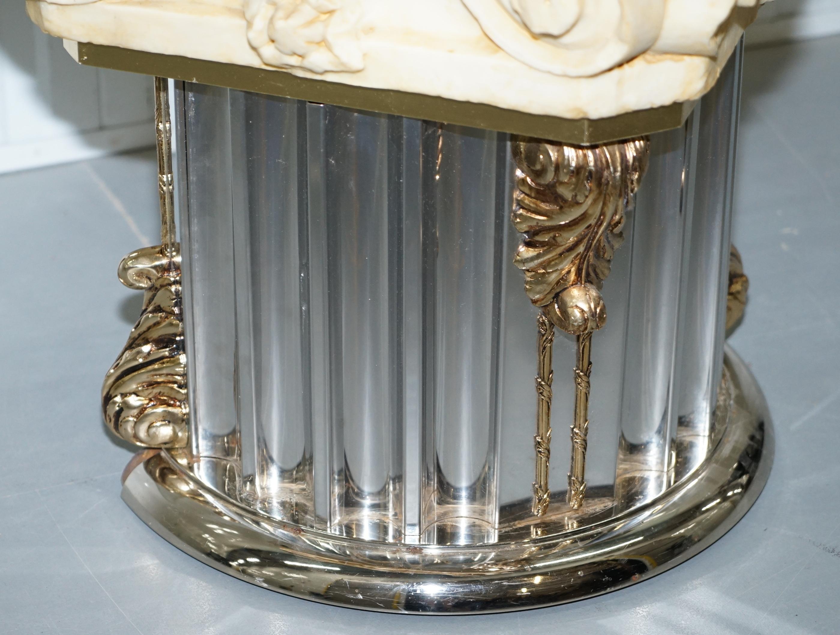 Rare Empire Classical Corinthian Pillar Console Table Base with Thick Glass Top 4