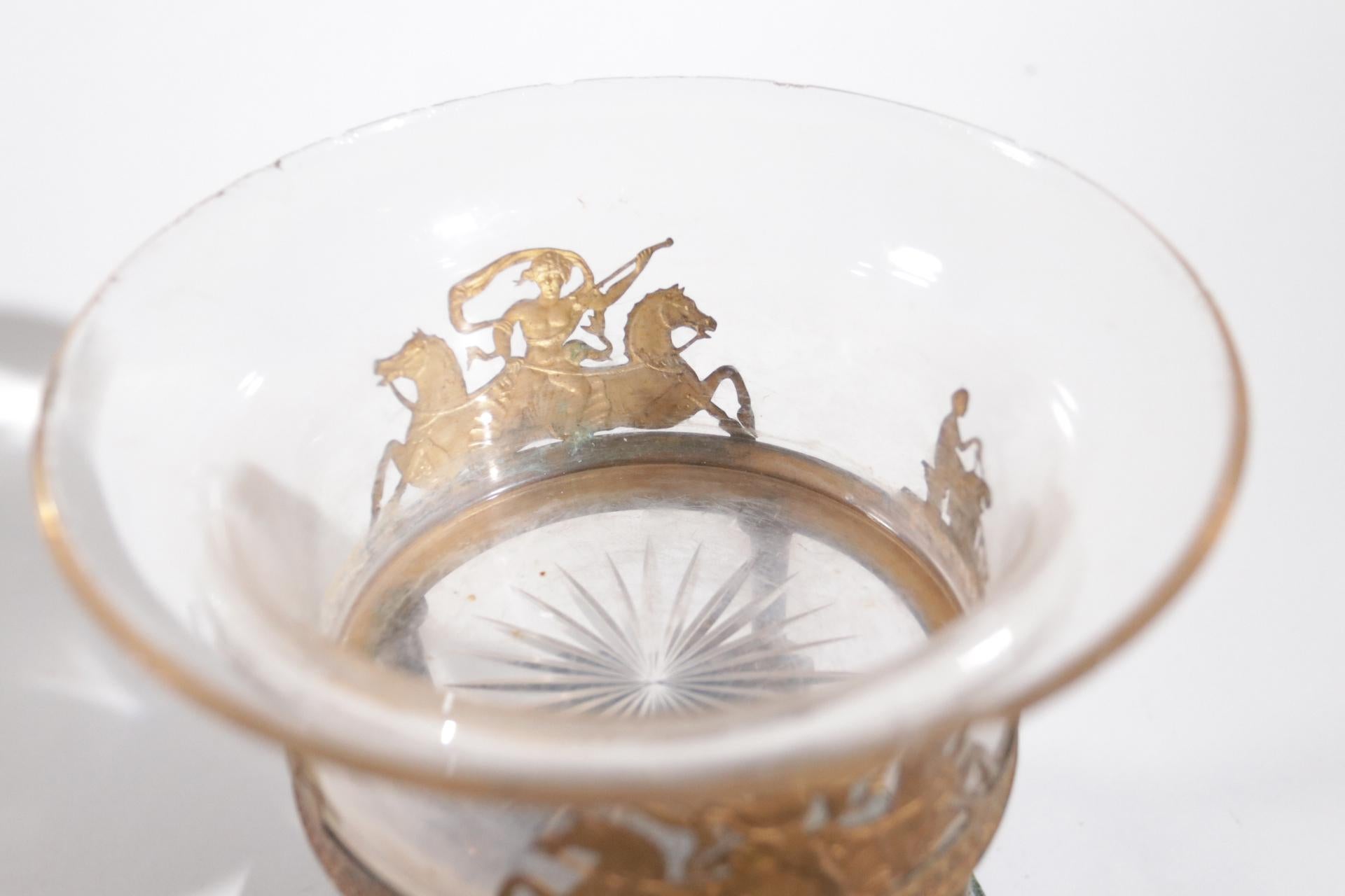 Raro Arpa de Caballos Guerreros Tazza de Fuego Dorado del Imperio Francés en venta 8