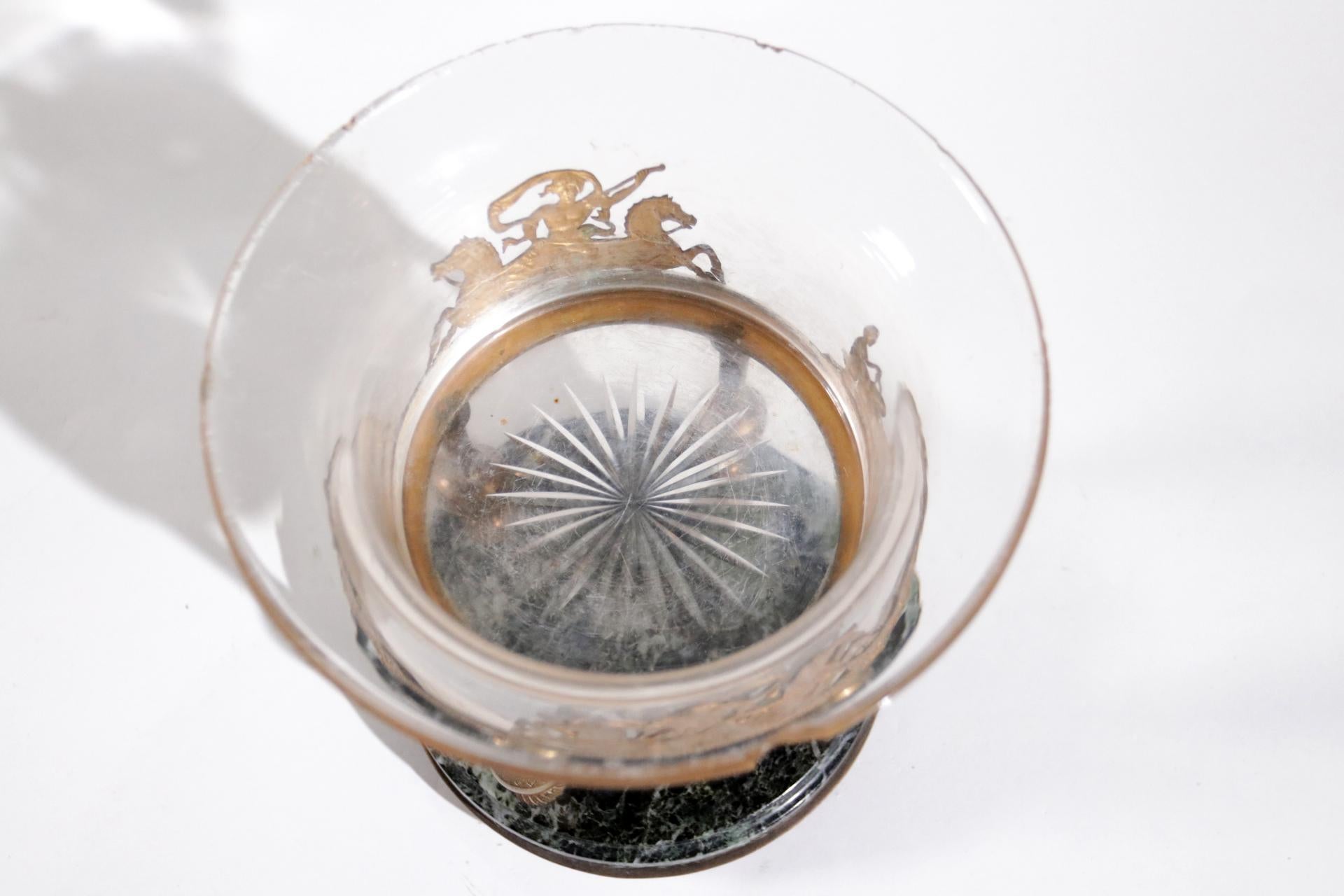 Raro Arpa de Caballos Guerreros Tazza de Fuego Dorado del Imperio Francés en venta 9