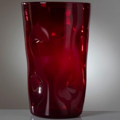 Rare Empoli Glass Vase in Ruby Red, Italy, 1950s