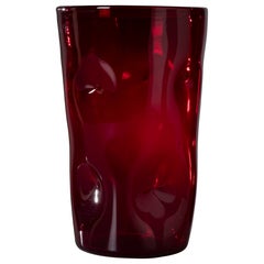 Rare Empoli Glass Vase in Ruby Red, Italy, 1950s