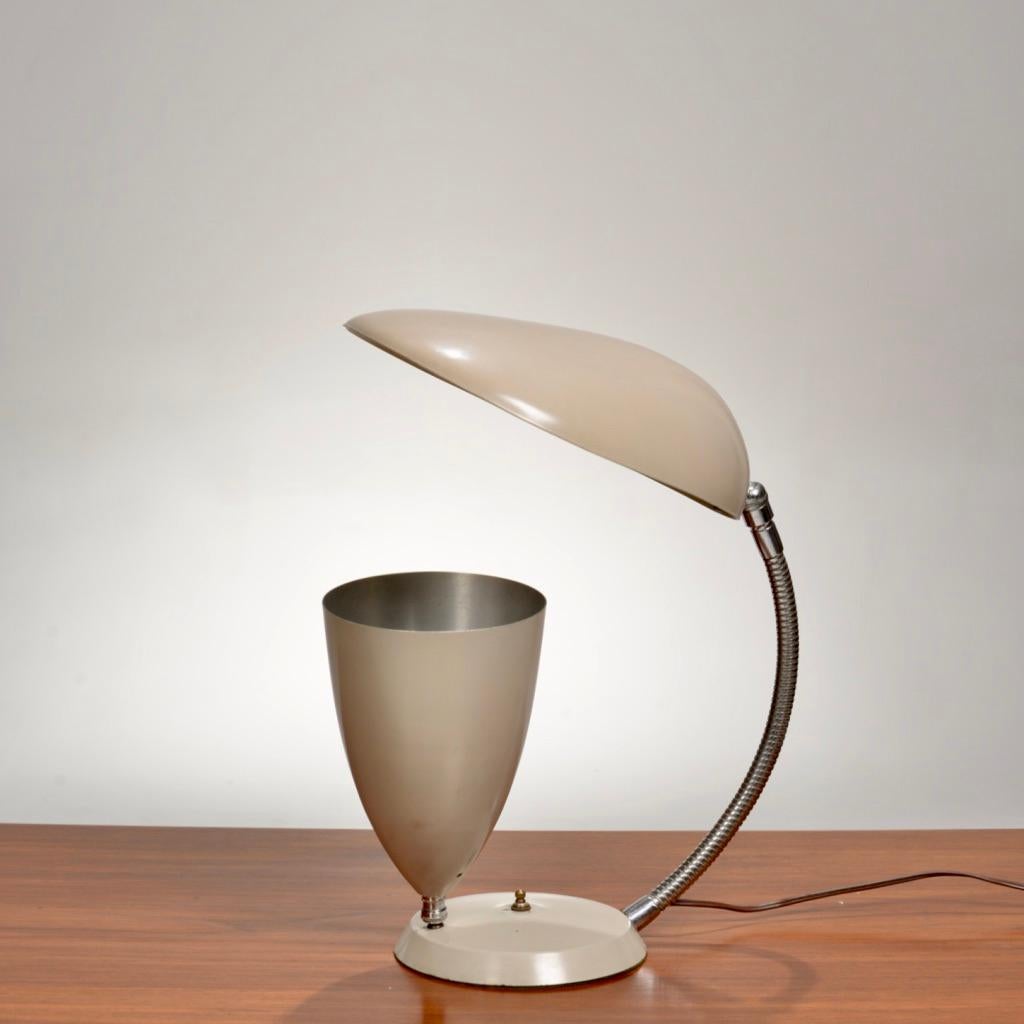 Rare Enameled Aluminum Cobra Table Lamp by Greta Magnusson Grossman For Sale 4