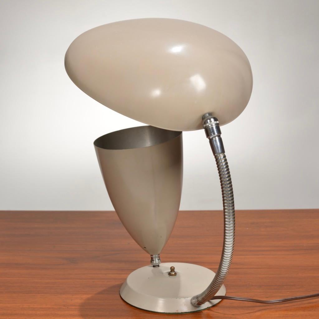 Rare Enameled Aluminum Cobra Table Lamp by Greta Magnusson Grossman For Sale 7