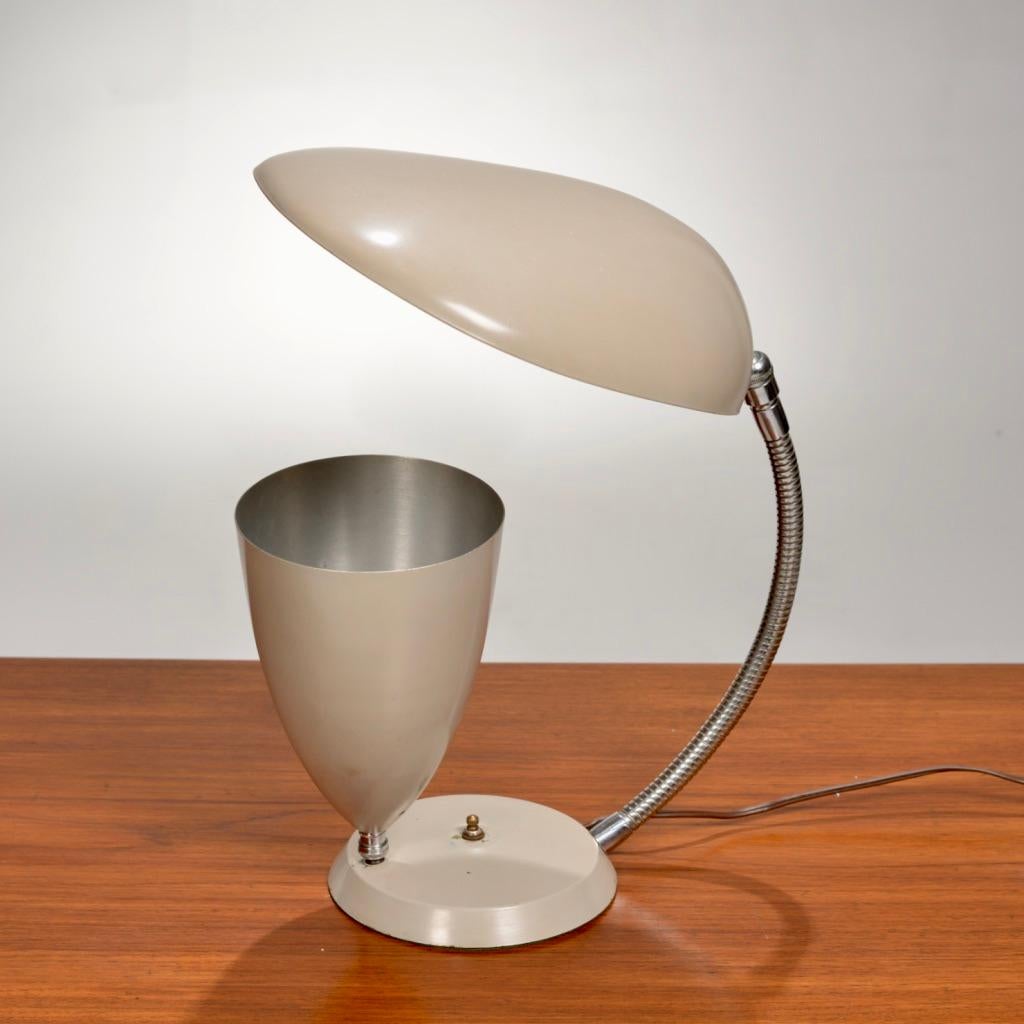 Rare Enameled Aluminum Cobra Table Lamp by Greta Magnusson Grossman For Sale 11