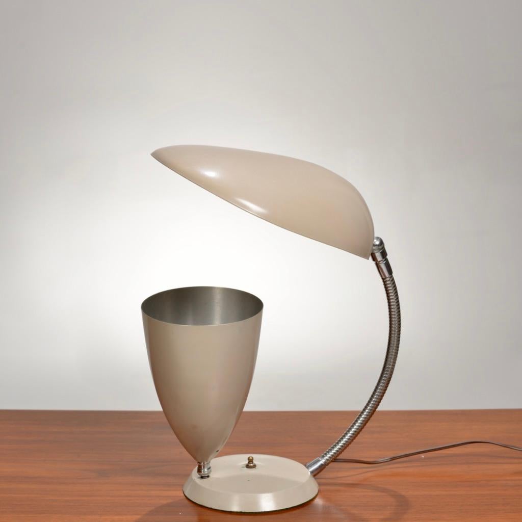 Mid-20th Century Rare Enameled Aluminum Cobra Table Lamp by Greta Magnusson Grossman For Sale