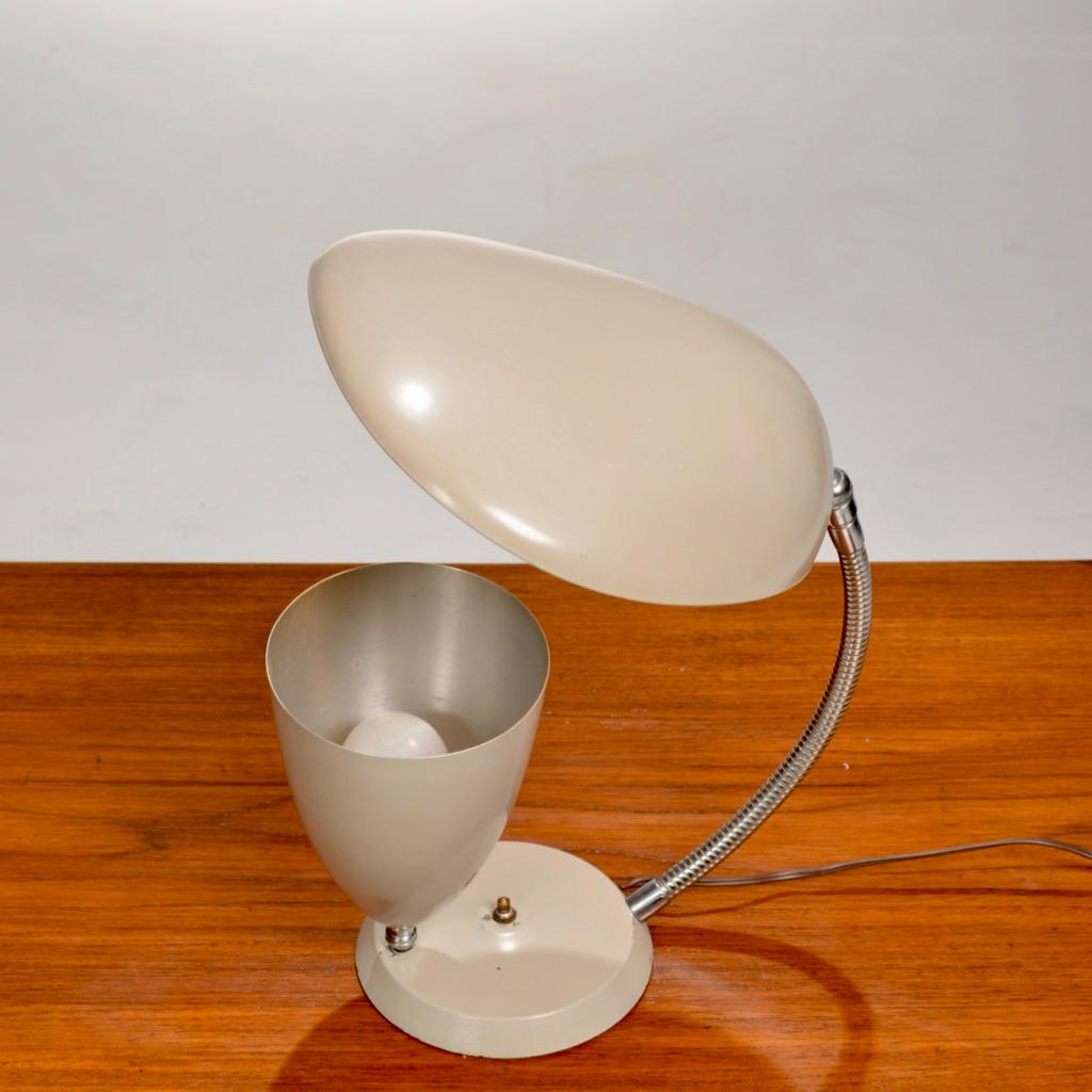 Rare Enameled Aluminum Cobra Table Lamp by Greta Magnusson Grossman For Sale 1