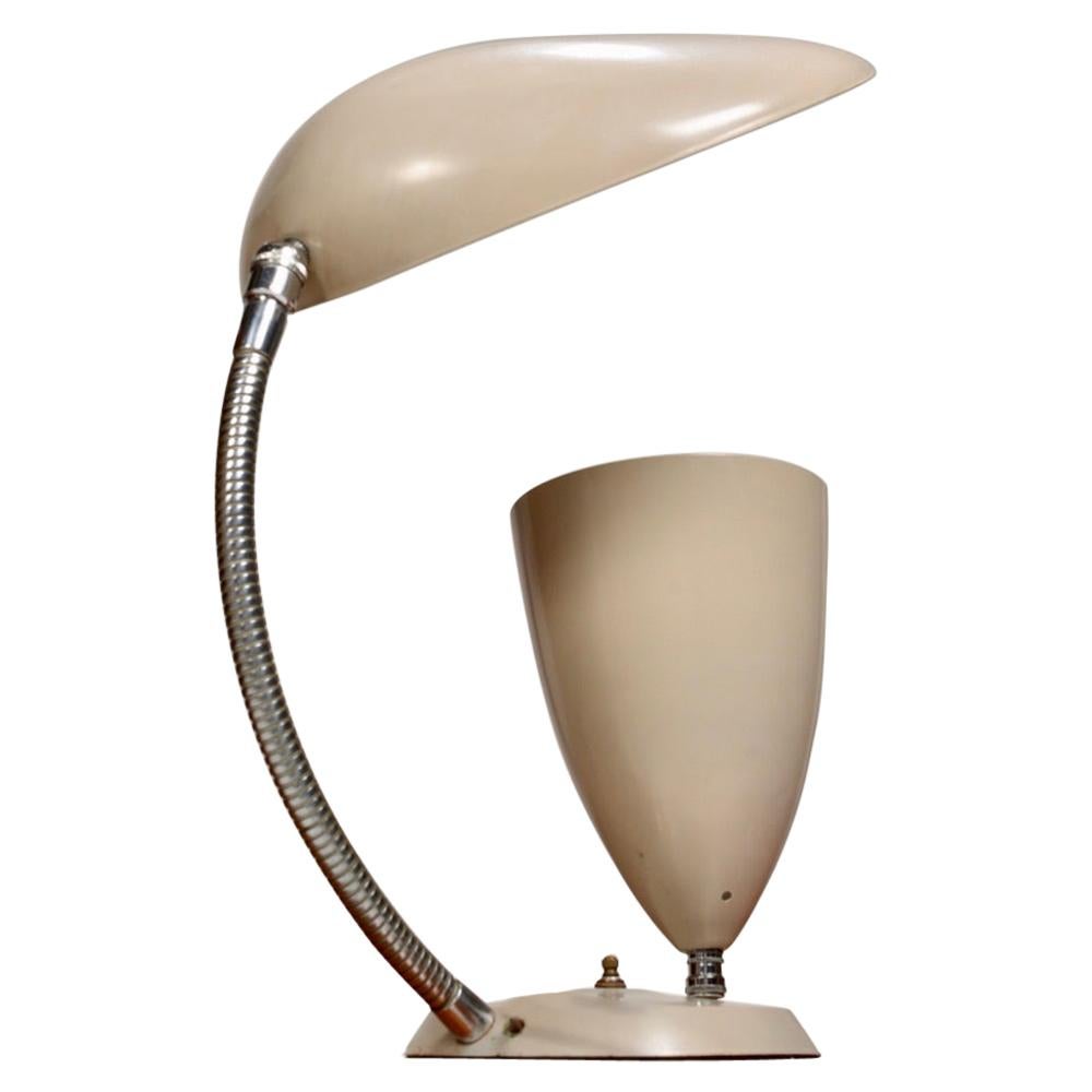 Rare Enameled Aluminum Cobra Table Lamp by Greta Magnusson Grossman