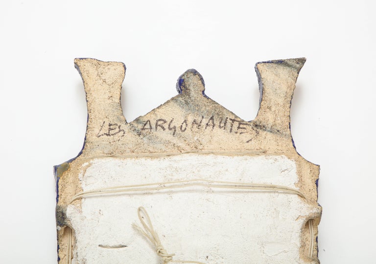 Rare Enameled Ceramic Mirror by Les Argonautes, France, c. 1960 'Signed' For Sale 1