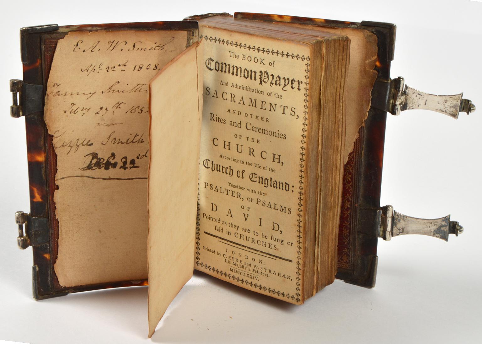 18th Century Rare English 18th Cent. Tortoise Shell and Silver Covered Book of Common Prayer
