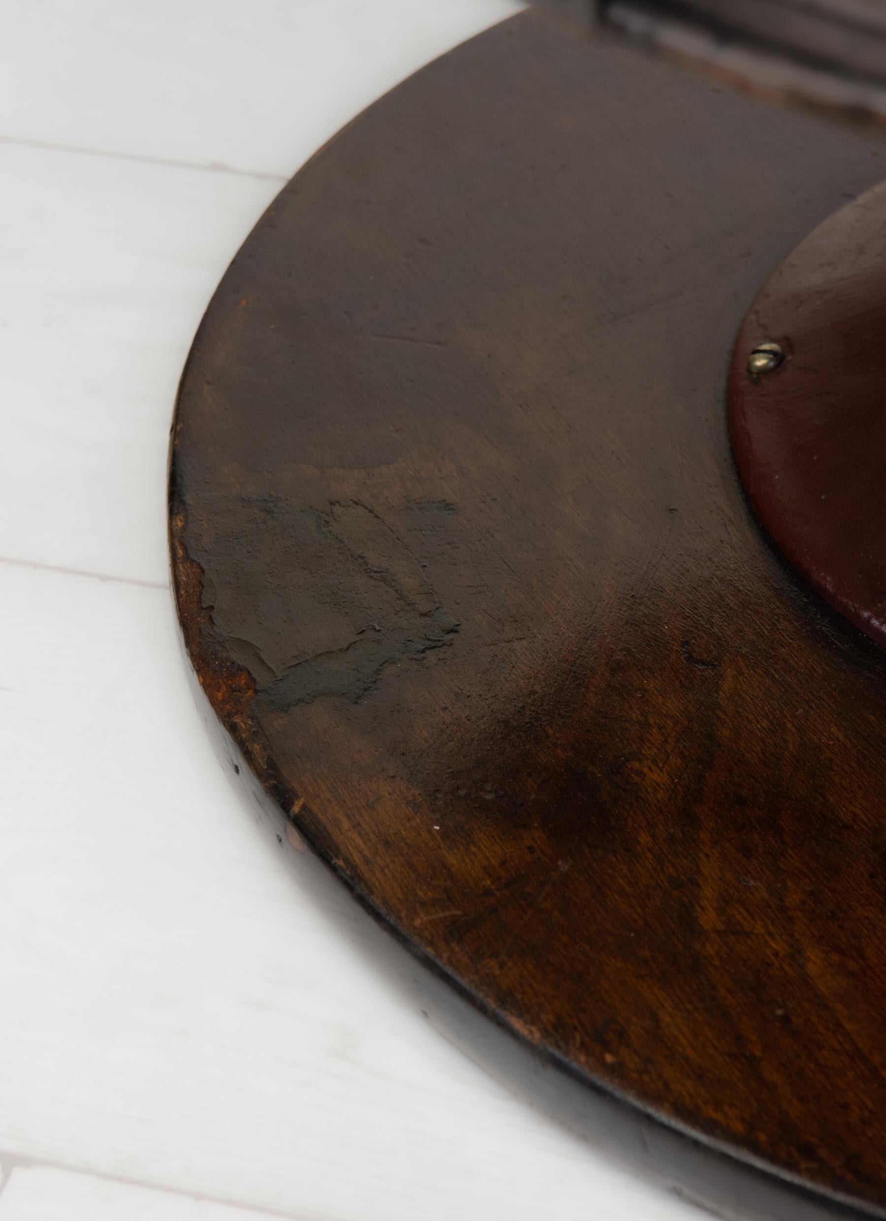 Rare English 19th Century Leather & Walnut Swivel Railway Pullman Club Chair 13