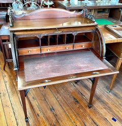 Rare English "Adam" Influenced Hepplewhite Style Carved Mahogany Cylinder Desk