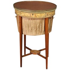 Antique English Adams Paint Decorated Mahogany and Brass Trimmed Sewing Stand circa 1840