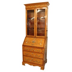 Secrétaire anglais rare en bois de satin décoré de peinture Adams, vers 1900