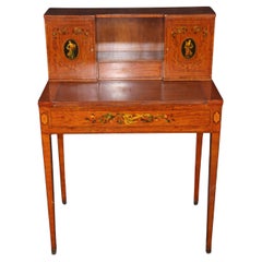 Rare English Adams Paint Decorated Satinwood with Side Opening Drawer