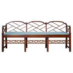 Rare English Chinoiserie Cockpen Bench or Chairback Settee