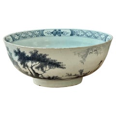 Antique Rare English Delft bowl, London, c. 1770, Blue and white