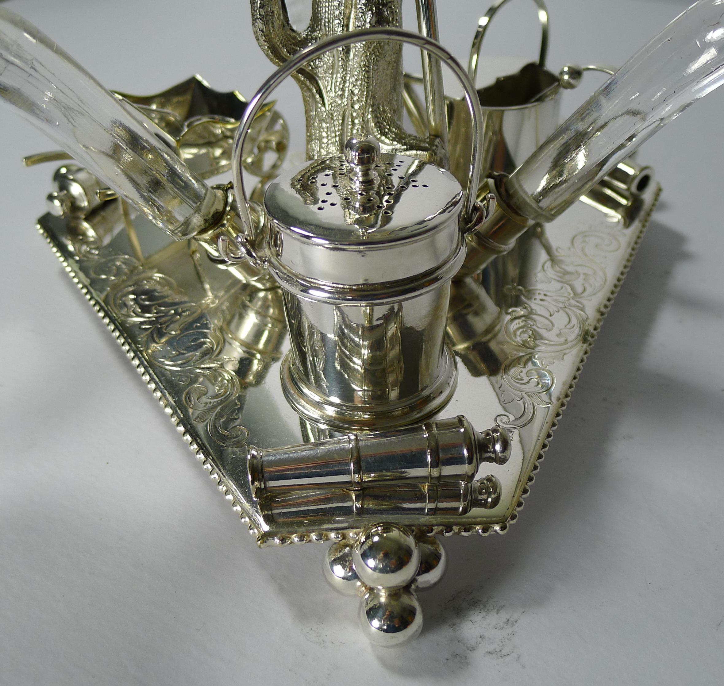 Rare English Gardening Cruet In Silver Plate, Reg. 1854, Cannons For Sale 8