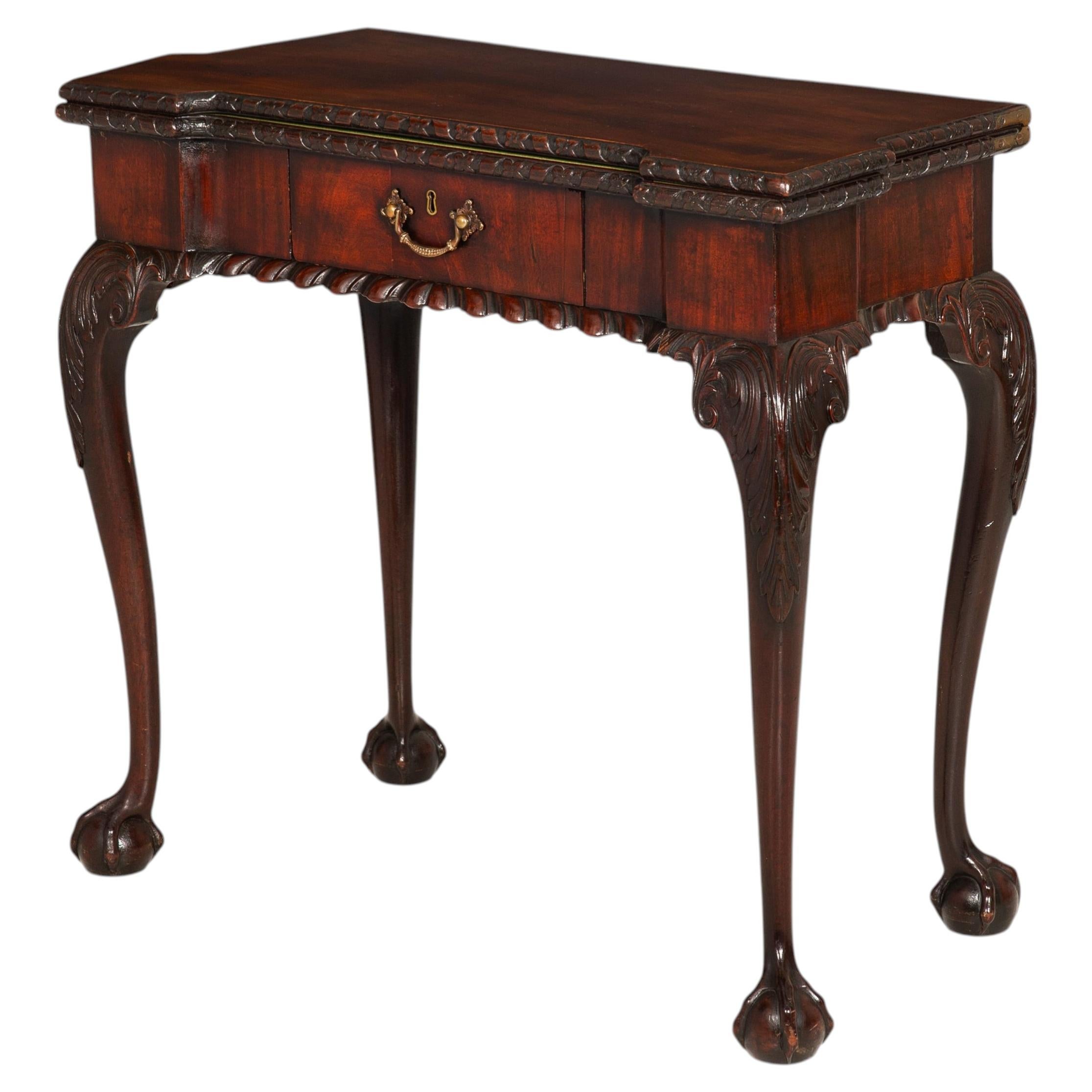 Rare English George III Antique Mahogany Card Game Table circa 1760