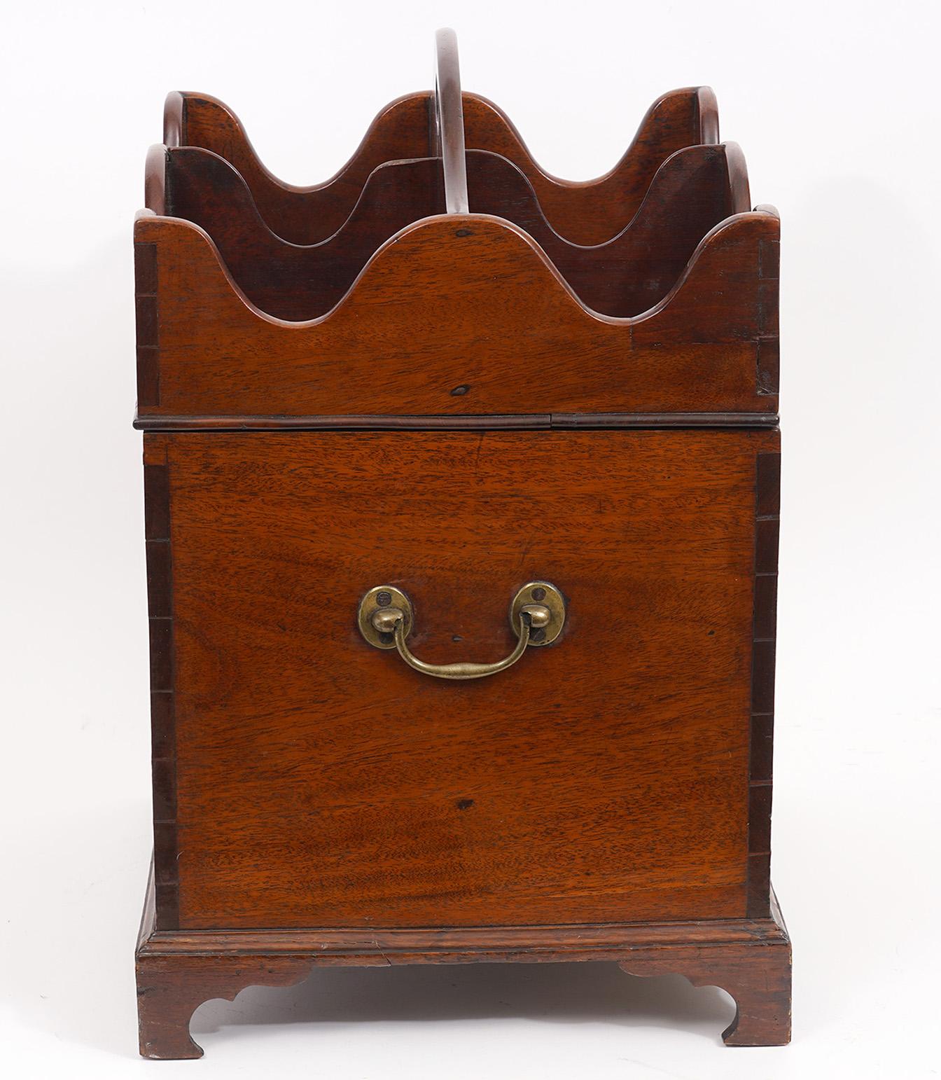 Rare English George III Dovetailed Mahogany Cellarette and Glass Compartment Top 1