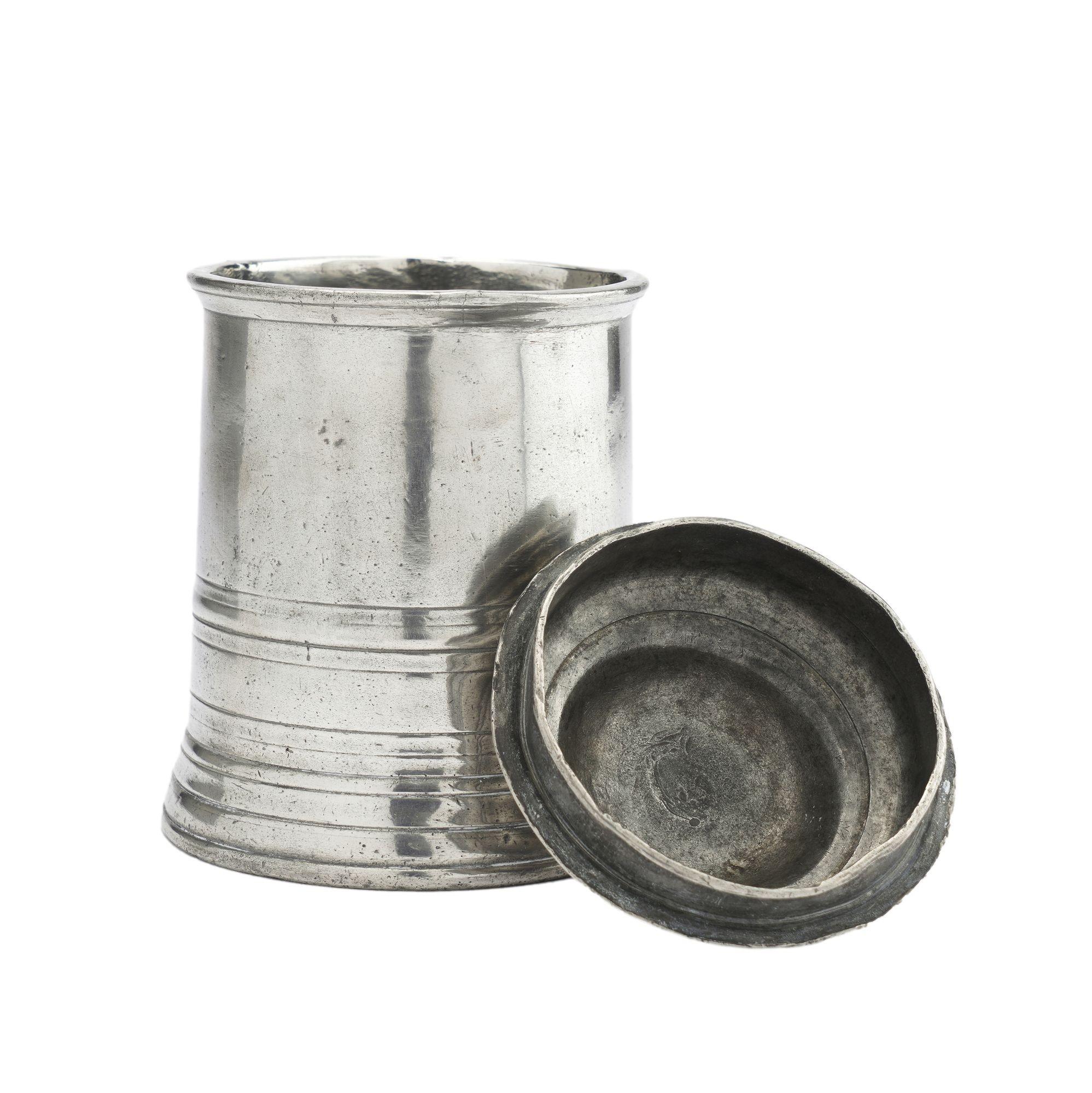 18th Century Rare English George III pewter canister with domed lid, 1780-1810