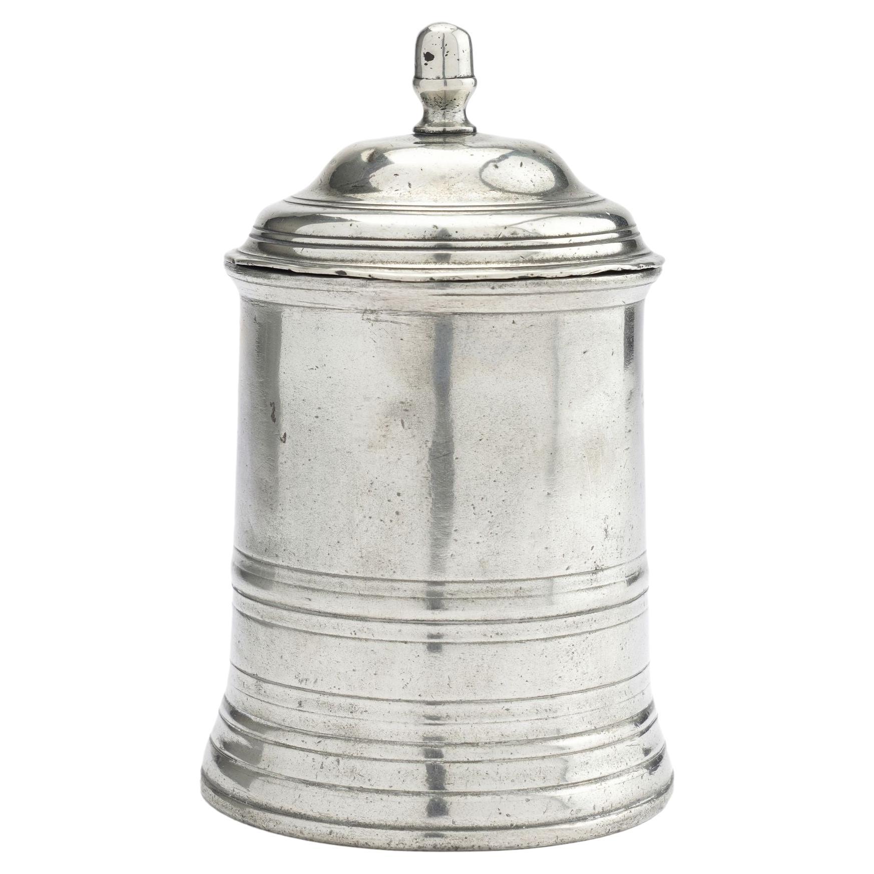Rare English George III pewter canister with domed lid, 1780-1810