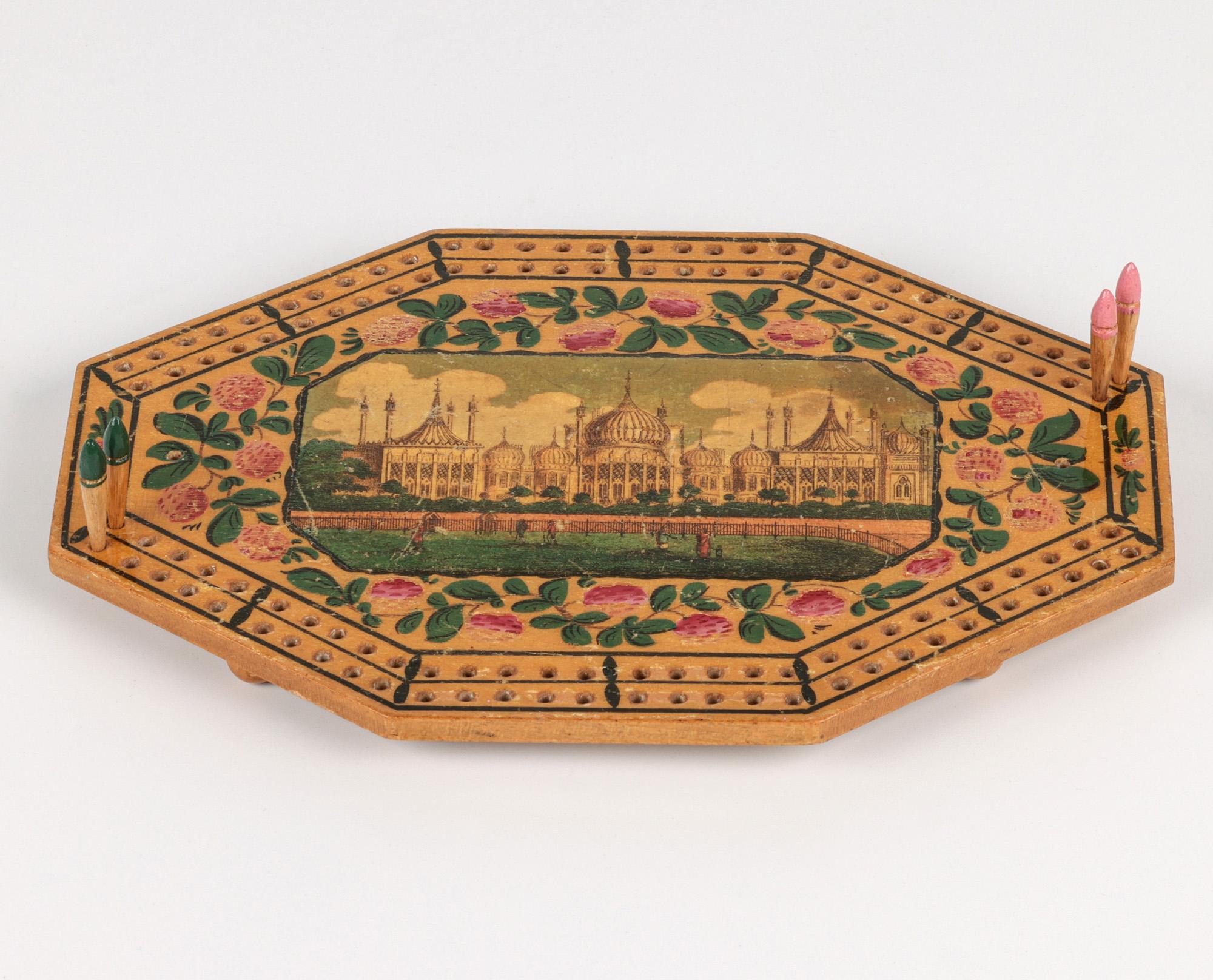 Rare table de cribbage octogonale du Brighton Pavilion de l'époque géorgienne anglaise en vente 9