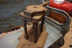 Rare English Georgian Oak Lemon Squeezer Crush with Base & Brass Insignia Plate