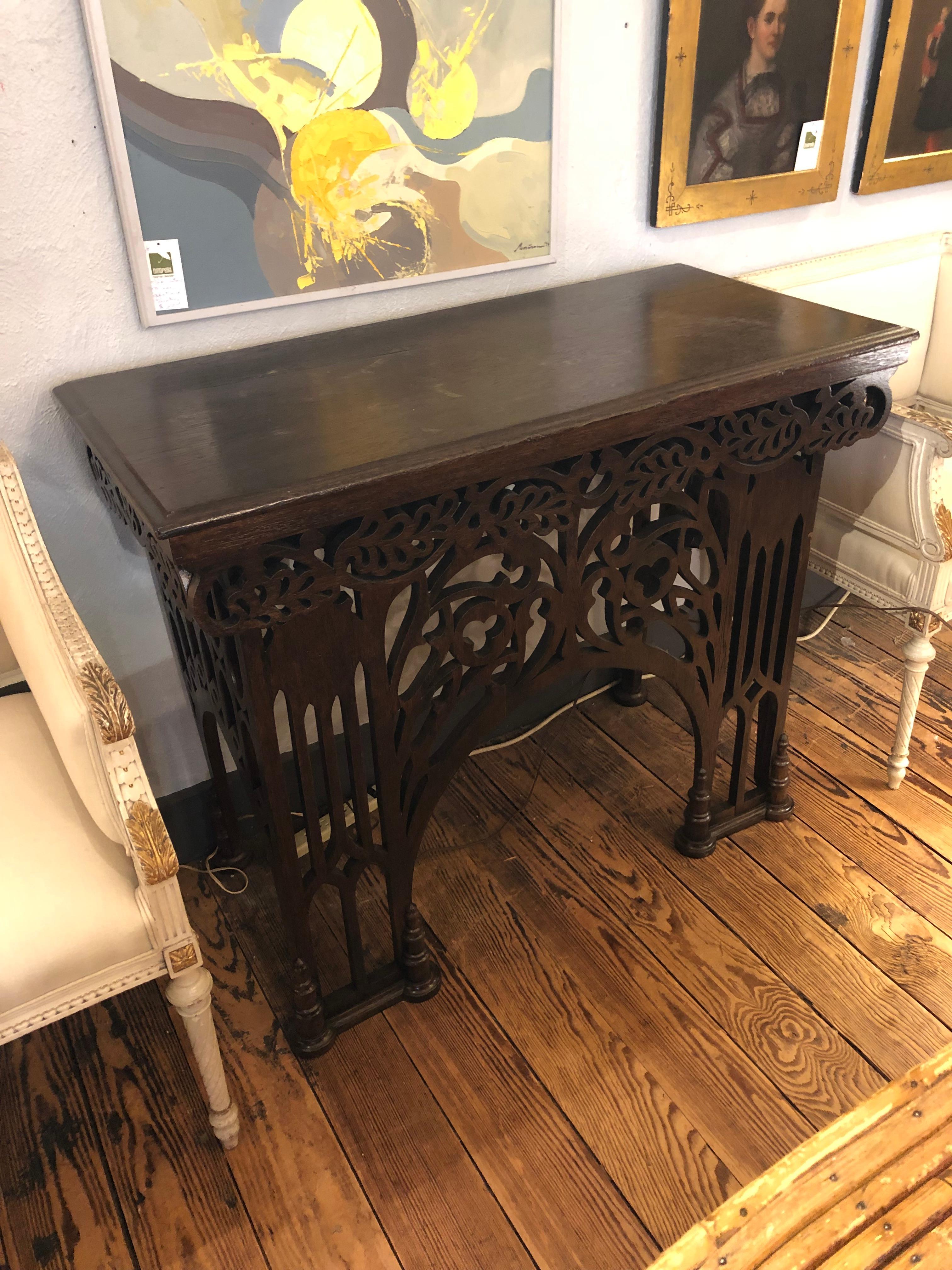 Mid-20th Century Rare English Gothic Revival Console For Sale