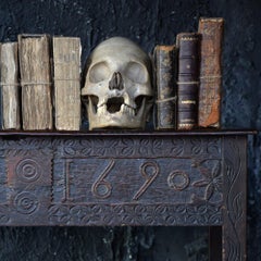 Rare English Hand Carved Bible Box Side Table, circa 1690