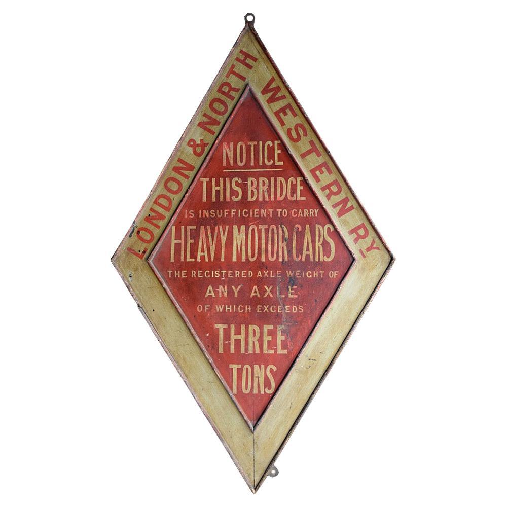 Rare English Hand Painted Railway Sign For Sale