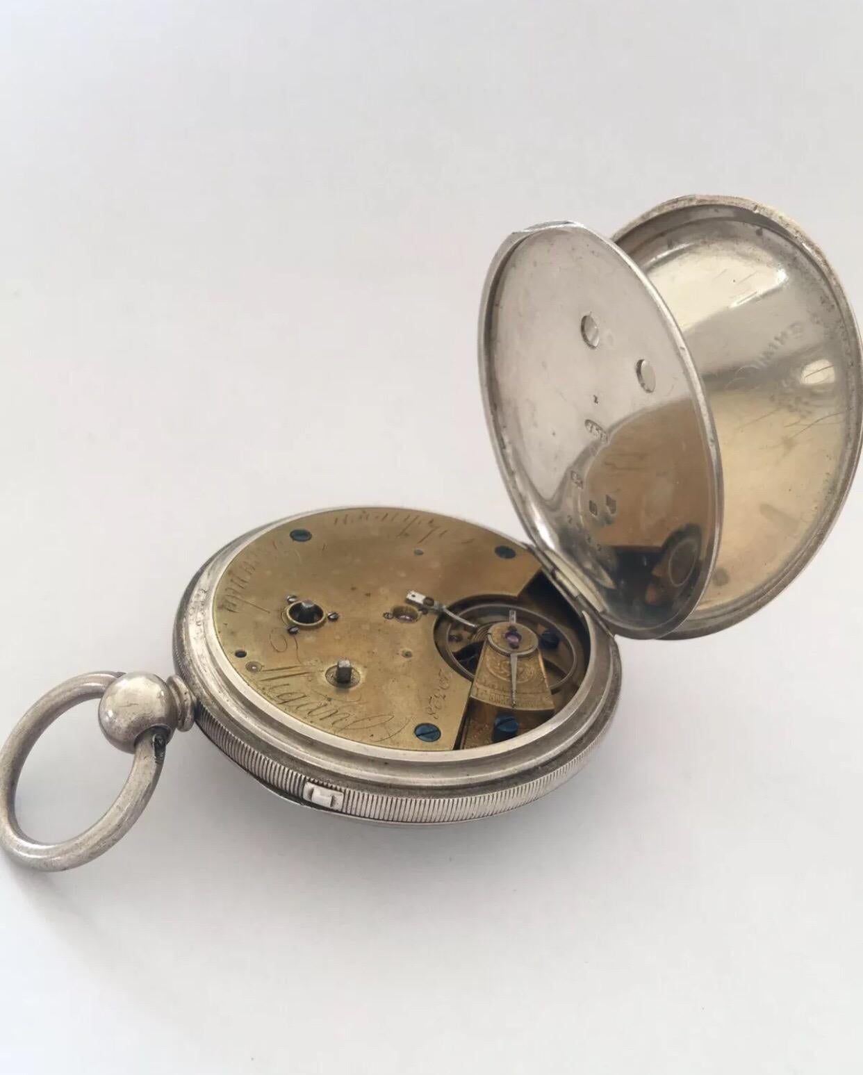 Early & Rare English Lever Centre Seconds Chronograph Silver Pocket Watch In Fair Condition For Sale In Carlisle, GB