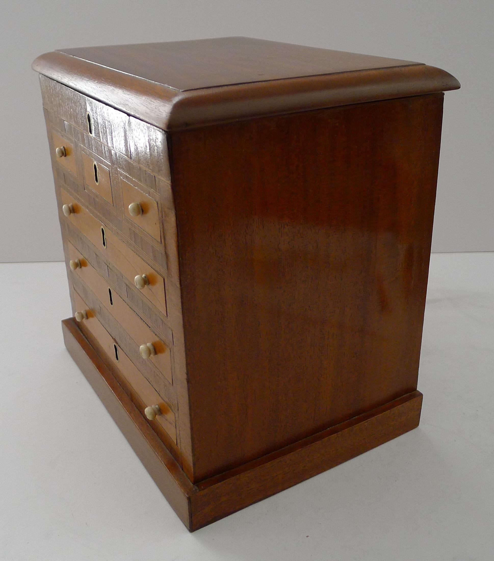 Rare English Mahogany Tea Caddy - Form of Chest of Drawers c.1880 For Sale 3