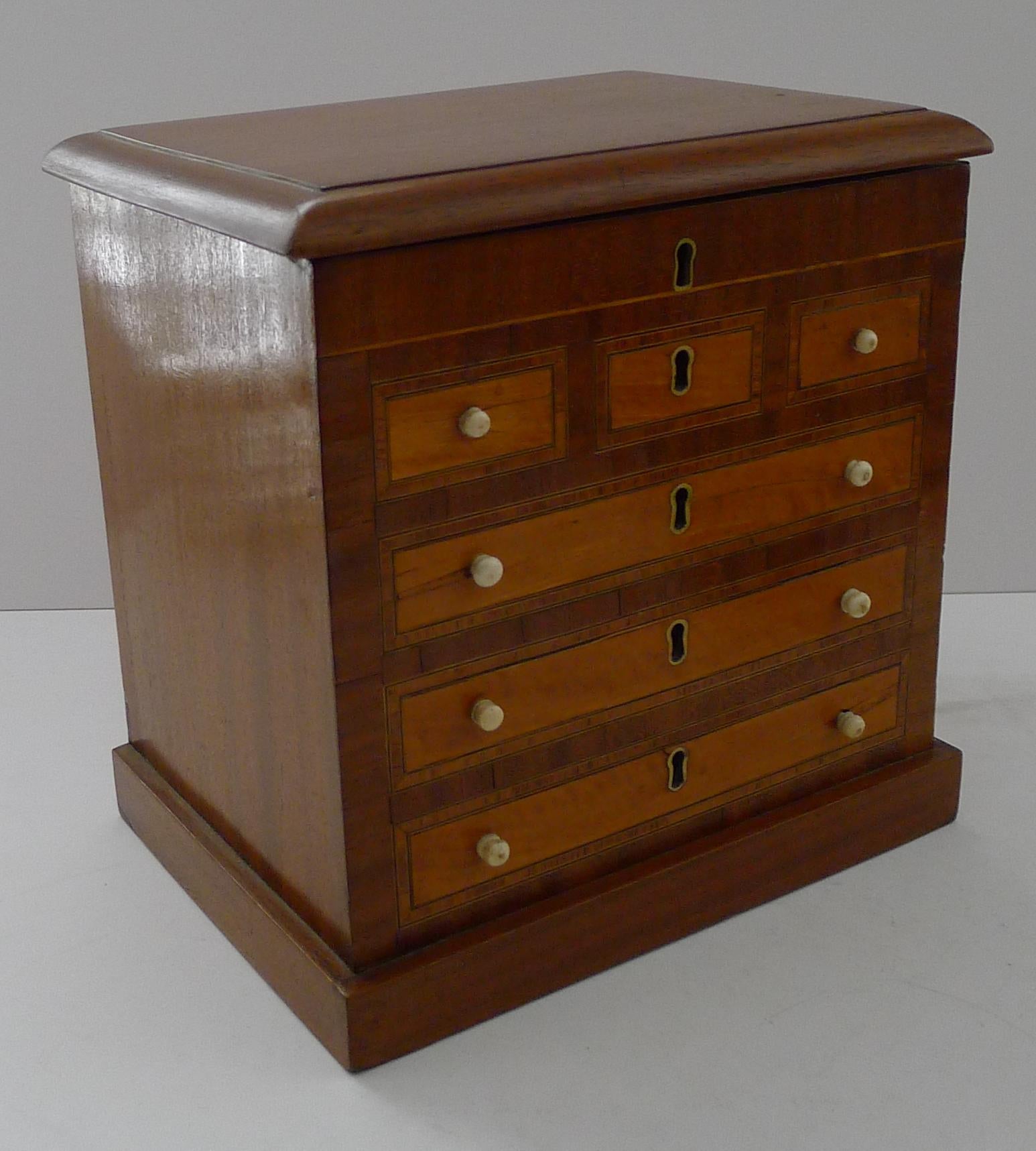 Rare English Mahogany Tea Caddy - Form of Chest of Drawers c.1880 In Good Condition For Sale In Bath, GB