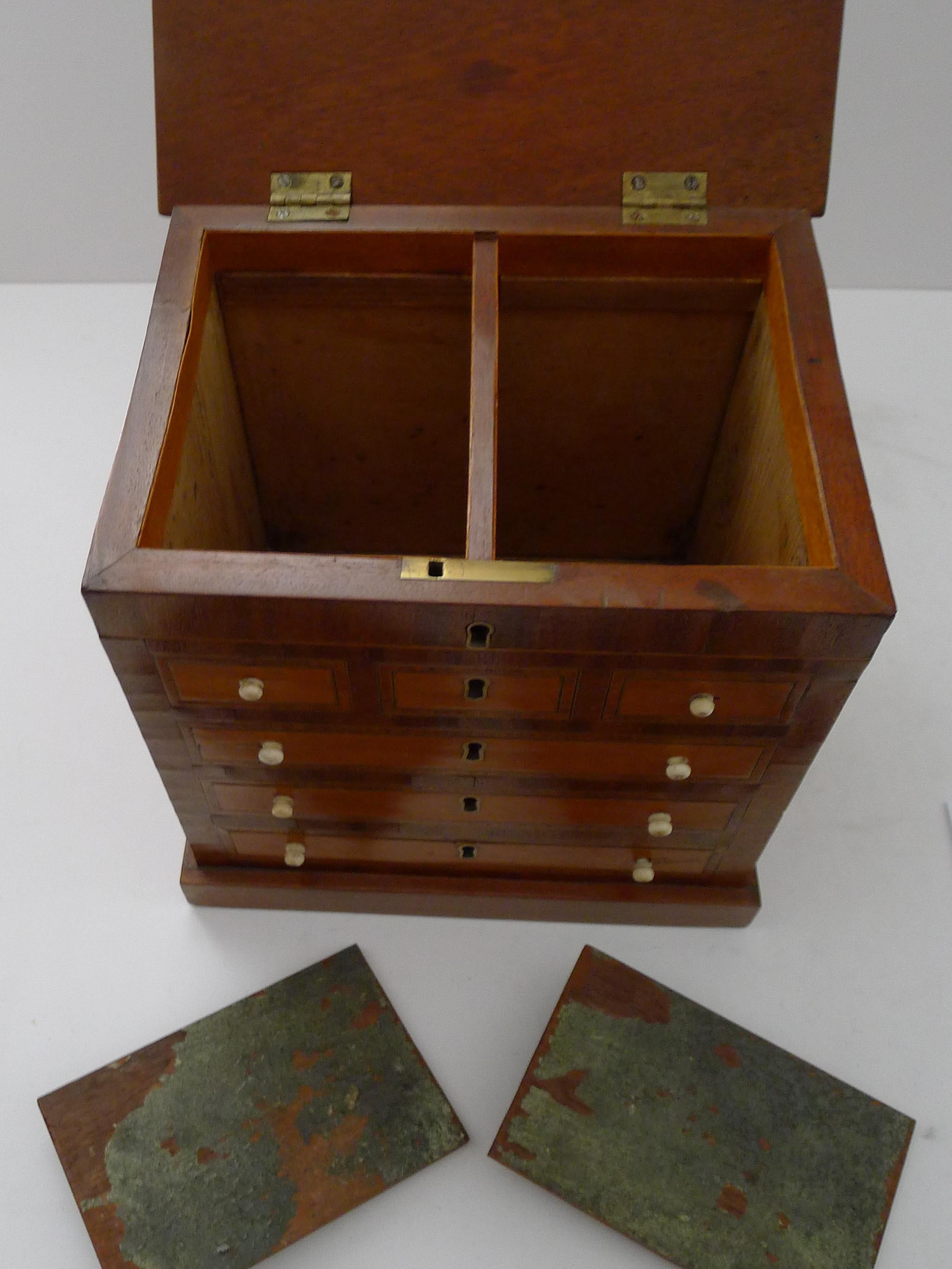 Rare English Mahogany Tea Caddy - Form of Chest of Drawers c.1880 For Sale 1