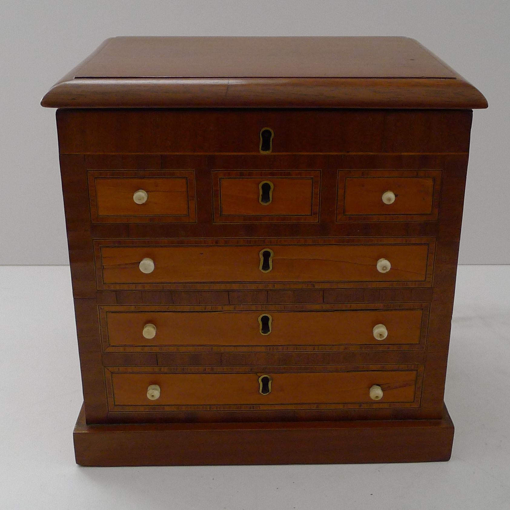 Rare English Mahogany Tea Caddy - Form of Chest of Drawers c.1880 For Sale 2