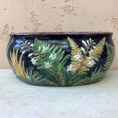 Rare English Majolica Fern & Flowers Jardiniere Joseph Holdcroft, circa 1880