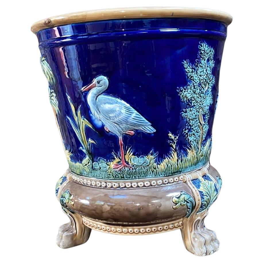 Late 19th Century Rare English Majolica Turkey Jardiniere circa 1880 For Sale