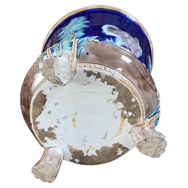 Rare English Majolica Turkey Jardiniere circa 1880 For Sale 2